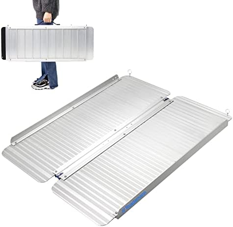 Ruedamann 3 FT Portable Wheelchair Ramp, Sturdy Non-Slip Aluminum Wheelchair Ramp with Upgraded Hinge, Aluminum Folding Ramp for Doorways, Ramp for Wheelchairs, Scooters, Steps, Stairs, Pets