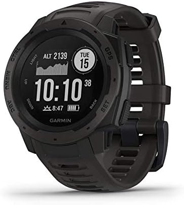 Garmin Instinct, Rugged Outdoor Watch with GPS, Features Glonass and Galileo, Heart Rate Monitoring and 3-Axis Compass, Graphite
