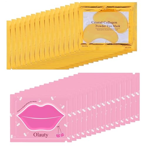 30 Pairs Lip Mask & Under Eye Mask, 24K Gold Gel Eye Masks,Collagen Moisturizing Lip Masks for Dry Lips,Eye Patches for Puffy Eyes, Effectively Nourishes Lip & Eye Skin Care