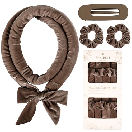 Yanibest Heatless Hair Curler, No Heat Hair Curlers to Sleep in, Overnight Satin Heatless Curling Set with Hair Scrunchies Clip, for All Hair Types