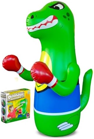 Inflatable Punching Bag for Kids - Bop Bag Inflatable Punching Toy - Inflatable Dinosaur with Instant Bounce Back Movement - Bottom Space Can Use Both Sand and Water (47” Height)
