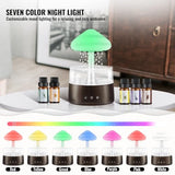 Rain Cloud Humidifier Water Drip with 5 Essential Oils, Cloud Diffuser with 7 Changing Colors Night Lights, Mushroom Humidifier Desk Bedside Water Drop Sound, Black