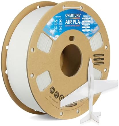 OVERTURE Air PLA Filament, Pre-Foamed PLA Low-Density, Lightweight PLA, Cardboard Spool, 0.82kg(1.8lbs), Dimensional Accuracy +/- 0.02mm (Air White)