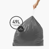 simplehuman 50% Post-Consumer Recycled Odorsorb Tall Kitchen Drawstring Trash Bags, 13 Gal, 80 Count