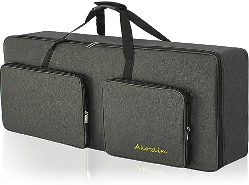 AKOZLIN 61-Key Full Padded Keyboard Gig Bag, 41.7”×17.3”×6.3”Portable Electric Piano Keyboard Case Foldable Bag