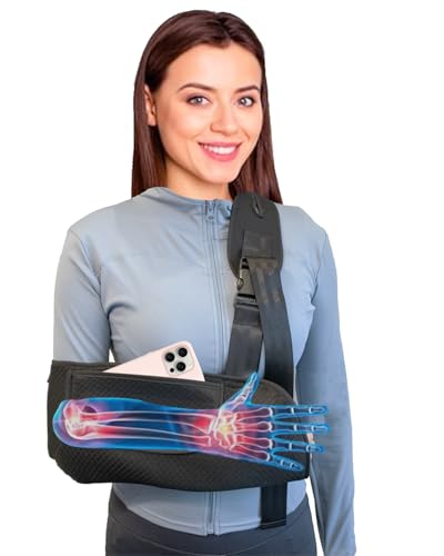 Arm Sling, Upgraded Straps, Ultimate Comfort, Convenient Pocket, Arm Sling Shoulder Immobilizer for Shoulder Injury, Elbow Injury, Wrist Injury, Fractured Bones, Rotator Cuff Support (XL)