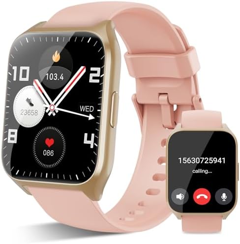 Smart Watch for Men Women(Answer/Make Calls), 1.85" HD Touch Screen Fitness Watch with Sleep Heart Rate Monitor, 112 Sports Modes, IP68 Waterproof Activity Trackers Compatible with Android iOS, Pink