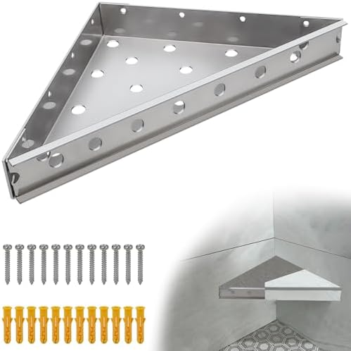 Floating Corner Shower Bench,Custom Shower Seat Corner Bench Seating for Bathroom,Floating Shower Bench Seat Shelf for Shower Wall Mount Tile Corner DIY Shower Kit for Foot Rest,Shaving,17"x17"x24"