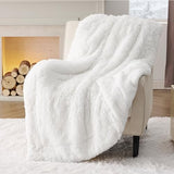 Bedsure Soft White Throw Blanket for Couch, Fluffy Fuzzy Blankets & Throws for Bed, Sofa, Cozy Plush Sherpa Fleece Faux Fur Blanket, Thick Warm Christmas Blanket Gifts for Women, Men, 50x60