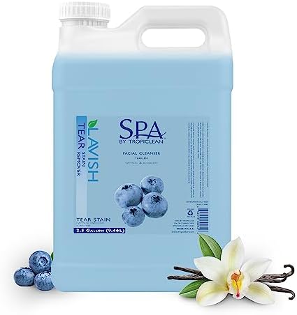 TropiClean SPA Shampoo Tear Stain Remover for Dogs | Oatmeal & Blueberry Scented Facial Cleanser for Dogs | Ideal for White Dogs & All Other Coats | Cat Friendly | Made in the USA | 2.5 Gallons