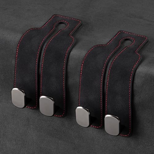 Amelity Car Seat Back Storage Hook, Car Purse Hook, Car Seat Hooks for Headrest, Car Hooks for Purses and Bags Cute (Black-2 Pack)