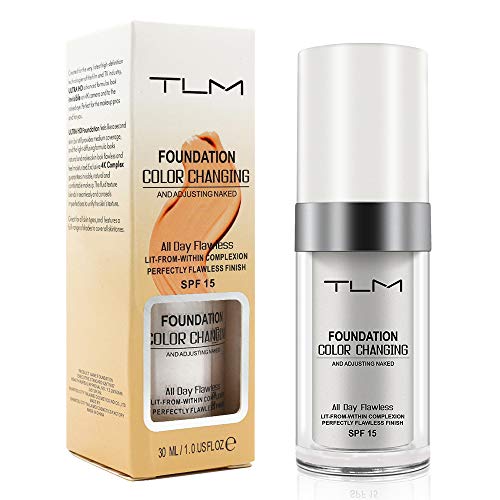 TLM Colour Changing Foundation, 30ml TLM Concealer Cover Cream Liquid Flawless Full Coverage Natural Color Foundation Makeup Base Concealer for All Skin SPF15 (#1, 30ml)