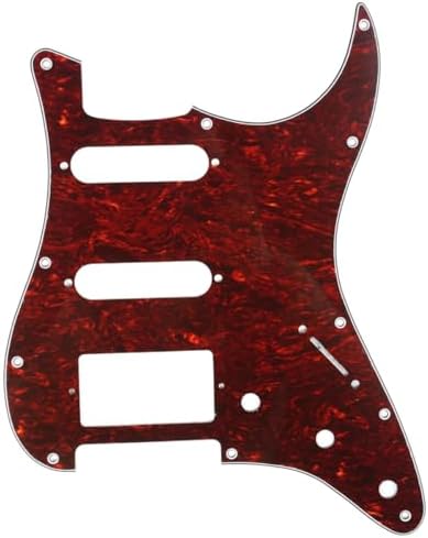 Musiclily HSS 11 Holes Strat Electric Guitar Pickguard for Fender US/Mexico Made Standard Stratocaster Modern Style Guitar Parts,4Ply Red Tortoise