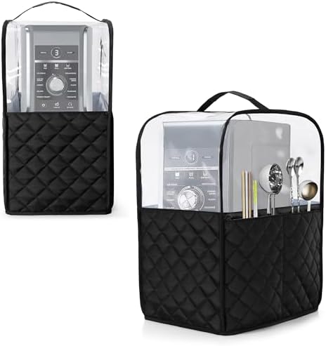 LUXJA Transparent Top Dust Cover Compatible with Ninja CREAMi NC501, NC301, NC299AMZ, Ice Cream Maker Dust Cover Fits Ninja Ice Cream Maker Machine with Accessories Pockets, Black