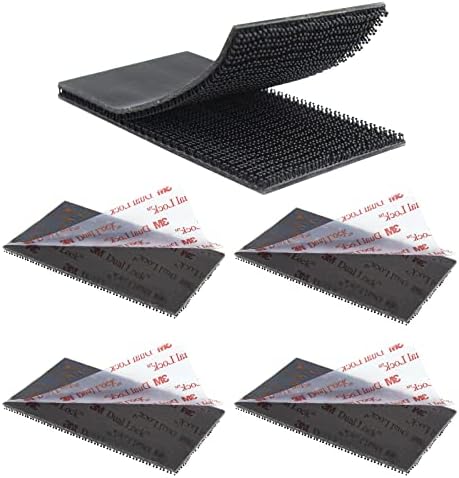 Dual Lock Tape 2in x 4in 4pcs, Dual Lock Heavy Duty Mounting Tape，Interlocking Tape Reclosable Fastener Self Sticky 3550CF Dual Lock Strip for EZ Pass Mounting Tape Black