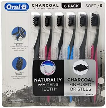 Oral-B Charcoal Toothbrush, Soft (Pack of 6)