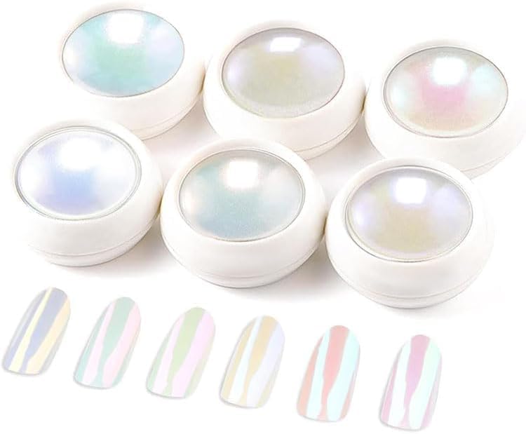 Pearl Chrome Nail Powder -【0.8g Super Pearl Effect】 Chrome Powder for Nails Iridescent Aurora Mermaid White Pearl Chrome Nail Powder for Nails Art DIY