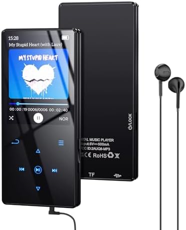 64GB MP3 Player with Boosted Bluetooth 5.3 (no Wi-Fi), Music Player Features HD Speaker, 2.4" Screen, Touch Buttons, Expandable SD Card Slot, Supports FM Radio, Voice Recorder, E-Book, and More