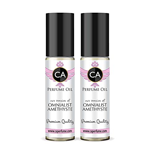 CA Perfume Impression of Omnialist Amethyste For Women Replica Fragrance Body Oil Dupes Alcohol-Free Essential Aromatherapy Sample Travel Size Concentrated Long Lasting Attar Roll-On 0.3 Fl Oz-X2