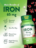 Nature's Truth Iron Tablets 65mg | 240 Count | 325mg Ferrous Sulfate | Vegan, Non-GMO & Gluten Free Supplement