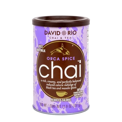 David Rio Orca Spice Reduced Calorie Chai Mix, Sugar-Free, Just Add Milk or Water, 11.9 oz Canister (Pack of 1)
