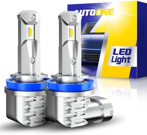 AUTOONE H8 H9 H11 Light Bulbs, Direct H11 Replacement 16000LM Fog Light, Fanless Mini Size, Pack of 2