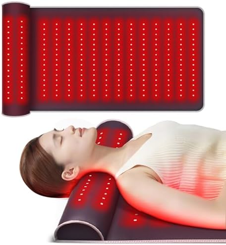 New Leather Red Light Therapy Mat with Neck Support, Dual-Wavelength for Enhanced Pain Relief, 19.0 * 35.8In