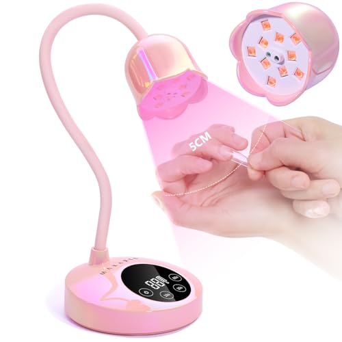 Makartt UV LED Nail Lamp - Mini UV Light for Gel Nails Polish Fast Curing Goosenecks UV Lamp 10W Rechargeable LED Nail Light Nail Dryer with 4 Timers & Auto Sensor Nail Lamp for Salon Home DIY Use