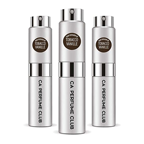 CA Perfume Impression of T. Ford Tobacco Vanille For Men Replica Version Fragrance Dupes Concentrated Long Lasting Eau de Parfum Spray Refillable Atomizer Bottle 0.27 Fl Oz-X3