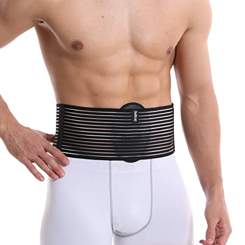 Umbilical Hernia Belt for men & women. Abdominal Binder - compression pad for naval (double thickness). Hernia support belt: ventral, incisional, epigastric, belly button hernias. Prevention aid (L/XL)