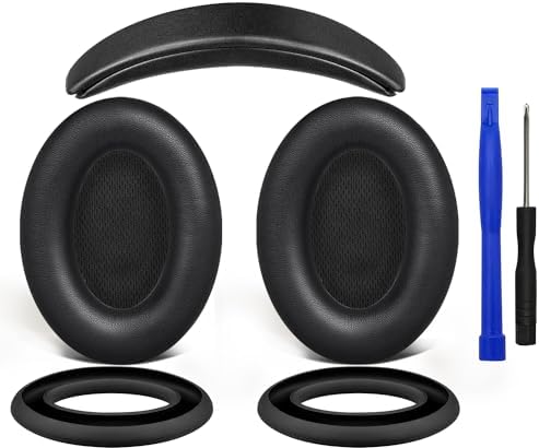 SOULWIT Ear Pads Cushions + Headband + Silicone Earpads Cover Protector, Replacement Kit for Bose QuietComfort 15(QC15)/QuietComfort 2(QC 2) Over-Ear Headphones - Black