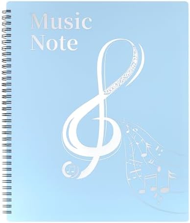 MUDOR Sheet Music Folder for Sheet Music Page 8.5X 11 Inches, Sheet Music Holder Allow Annotations, Eliminate Glare, 60 Pages Spiral Sheet Music Binder Organizer, Sheet Music Storage
