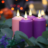 yunsheng Flameless Advent Candles Purple and Pink, 4 Inch Battery Operated LED Advent Pillar Candles with Remote Timer, 350+ Hours Long Lasting Candles for Christmas Advent Rituals and Wreath,Set of 4