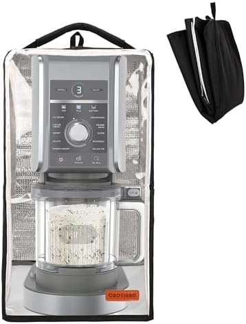 Clear Dust Cover Compatible with Ninja CREAMi NC501, NC301, NC299AMZ, Ice Cream Machine Dust Cover with Hanging Strap Fits Ninja Ice Cream Maker Machine, Black