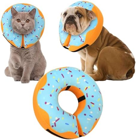 Recovery Donut Collar for Dogs & Cat,Inflatable Dog Cone Collar Alternative After Surgery,Soft Dog Cone for Large Medium Small Dog,Adjustable Dog Neck Donut Collar(Blue,Large)