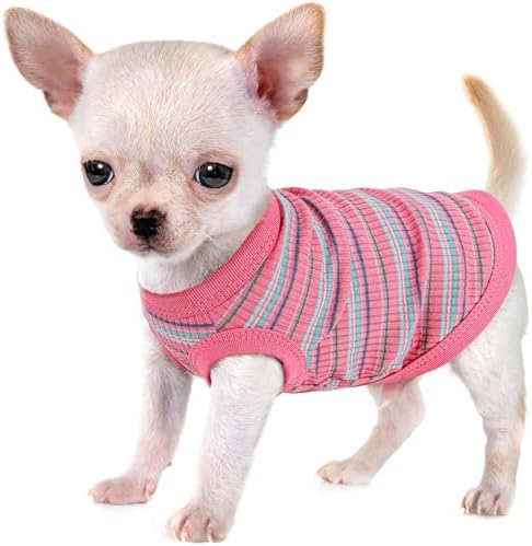 Elevate Your Pet's Comfort and Fashion: Premium 100% Cotton Rib Dog Shirt Vest for Small Breeds Like Chihuahuas, Yorkies, and Puppies .Year-Round Style with Tank-Style Puppy Attire Pink X-Large
