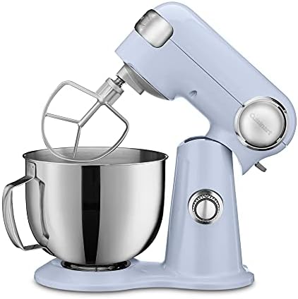Cuisinart Stand Mixer, 12 Speed, 5.5 Quart Stainless Steel Bowl, Chef’s Whisk, Mixing Paddle, Dough Hook, Splash Guard w/ Pour Spout, Frosted Blue, SM-50BLU,Arctic Blue