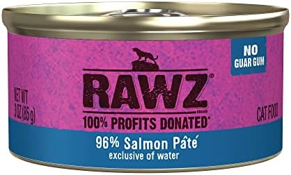 Rawz Natural Premium Pate Canned Cat Wet Food - Made with Real Meat Ingredients No BPA or Gums -3 oz Cans (Case Pack of 18) (Salmon)