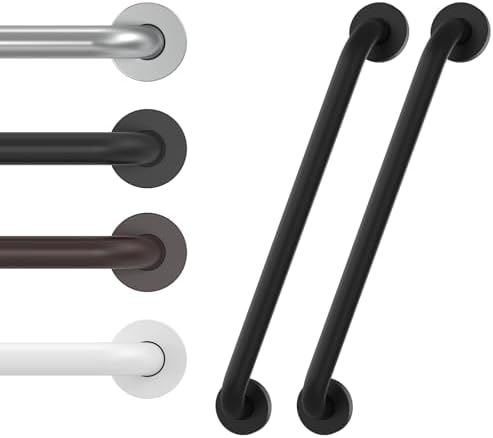 2 Pack 16 Inch Grab Bars for Wall Black, Safety Shower Grab Bars for Seniors Elderly Handicapped, Handicap Grab Bars for Shower with Concealed Screws, Tesuchan