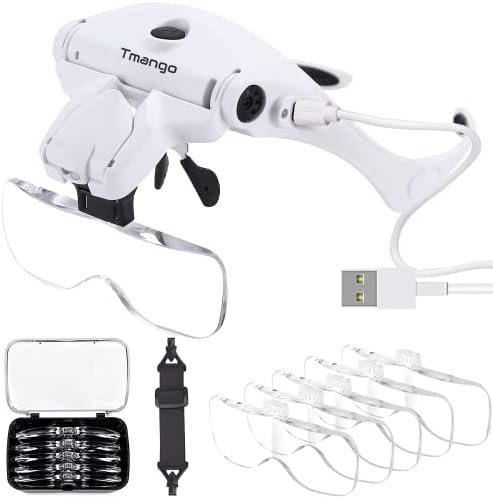 Rechargeable Lighted Headband Magnifier – Hands-Free Magnifying Tool for Jewelry, Eyelash Extensions, Watch Repair, Cross Stitch and Crafts