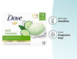 Dove Skin Care Beauty Bar For Softer Skin Cucumber and Green Tea More Moisturizing Than Bar Soap 3.75 oz, 14 Bars