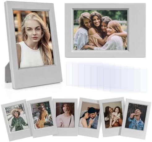 2x3 Mini Photo Frames - 8 Pack Mini Picture Frames for Fujifilm Instax 3” Instant Film - for Instax Mini 12 11 9 8 99 7s 90 40 EVO SE - Freestanding Photo Holder - Grey