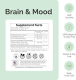 Brain Supplement for Memory, Brain Fog, Focus, Mood & Concentration & Cognitive Function - Lion’s Mane Supercharged with Ginkgo Biloba & Two Probiotic Strains (60 Count - 1 Month Supply)