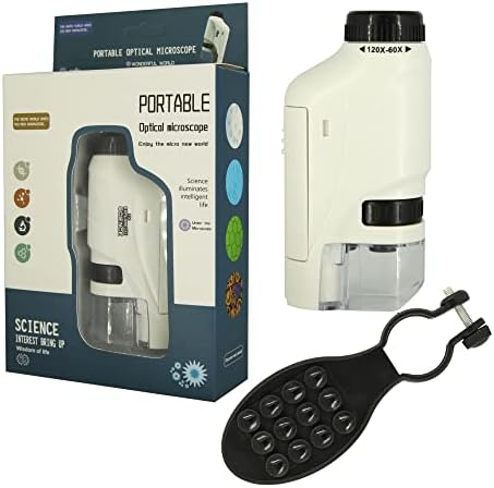 Portable 60X-120X Optical Microscope with LED Light Birthday Gift for Primary and Secondary School Students