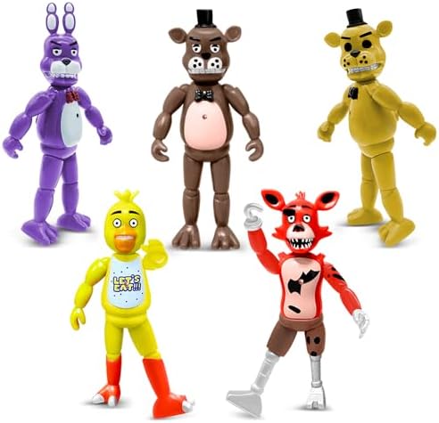 Action Figures Set, 5 Pcs Action Figures Toys, 5.5 Inches Movable Joints Collectible Toys Set with Light Gifts Cake Toppers for Video Games Fans Boys, Girls, Kids & Adults