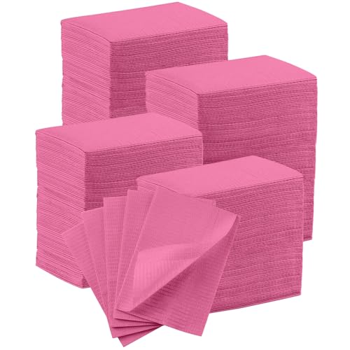 JMU 750 Dental Bibs, Dental Bibs Disposable, 2-Ply Paper 1-Ply Film, 13" x 18" Fuchsia