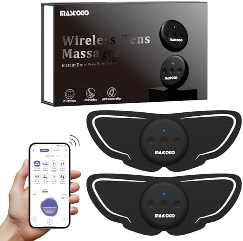 Wireless TENS Unit, Dual Host Muscle Stimulator with APP Control Up to 26 Modes, for Pain Relief, Portable and Rechargeable TENS Unit Muscle Stimulator