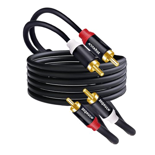 2RCA Audio Cable 15 ft 2RCA Male to 2RCA Male Stereo Audio RCA Cables Dual Shielded Gold-Plated 2 RCA Stereo Cable for car Audio Video Cord, Hi-Fi Systems or Home Theater, HDTV (Black, 15FT)