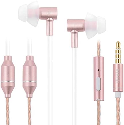 ibrain Air Tube Headphones EMF Free Airtube Earbuds Wired Air Tube Headset with Microphone in Ear Earphones Noise Cancelling for Safe Listening - Rose Gold