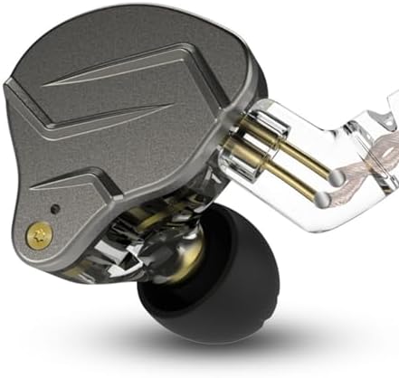 KZ ZSN Pro in Ear Monitors IEM Earphones with Hybrid Dynamic Driver Balanced Armature Wired Earbuds Headphones 1DD 1BA Gaming Earbuds Stereo Bass Sound Ergonomic Comfortable Fit (Gray Without Mic)